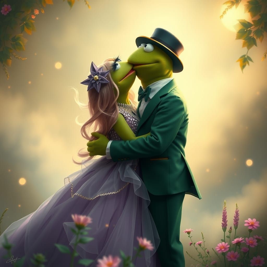 Kermit and Miss Piggy's Dreamy, Ethereal Kiss