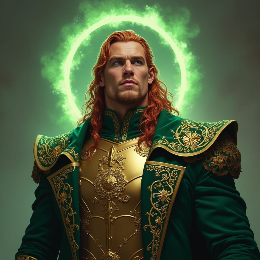 Nordic Warlock with Emerald Halo, Digital Matte Painting