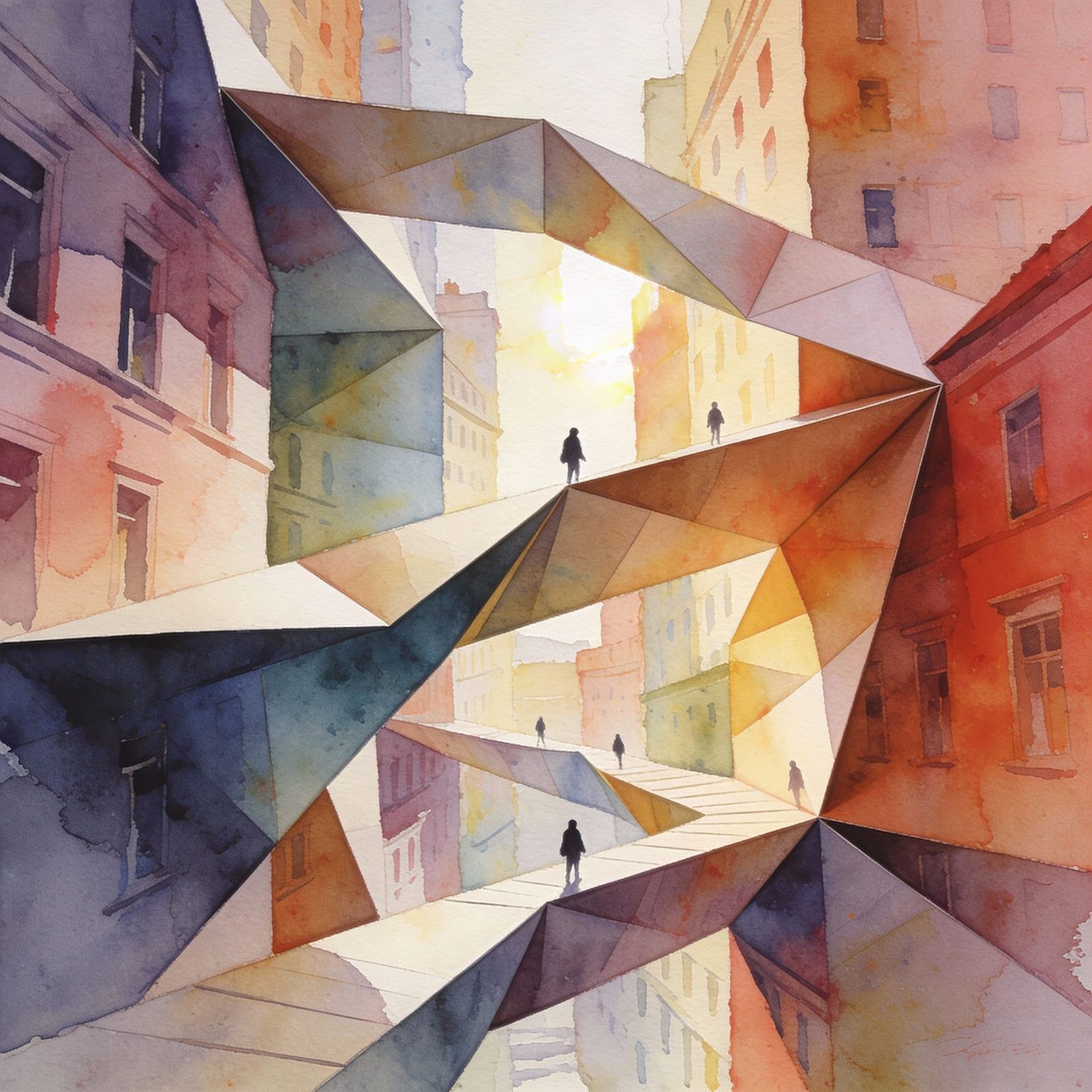 Origami Cityscape with Impossible Architecture