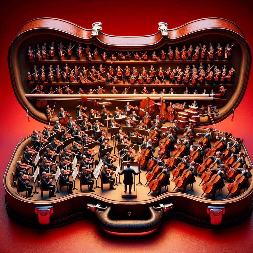 Miniature Symphony Orchestra Inside Violin Case