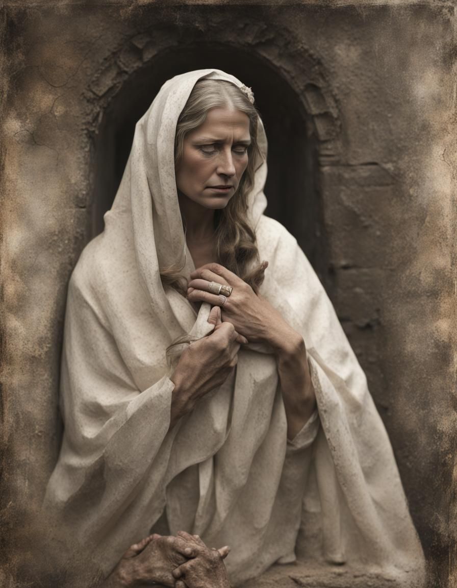 Woman Listens to the Wind Among Ancient Oaks