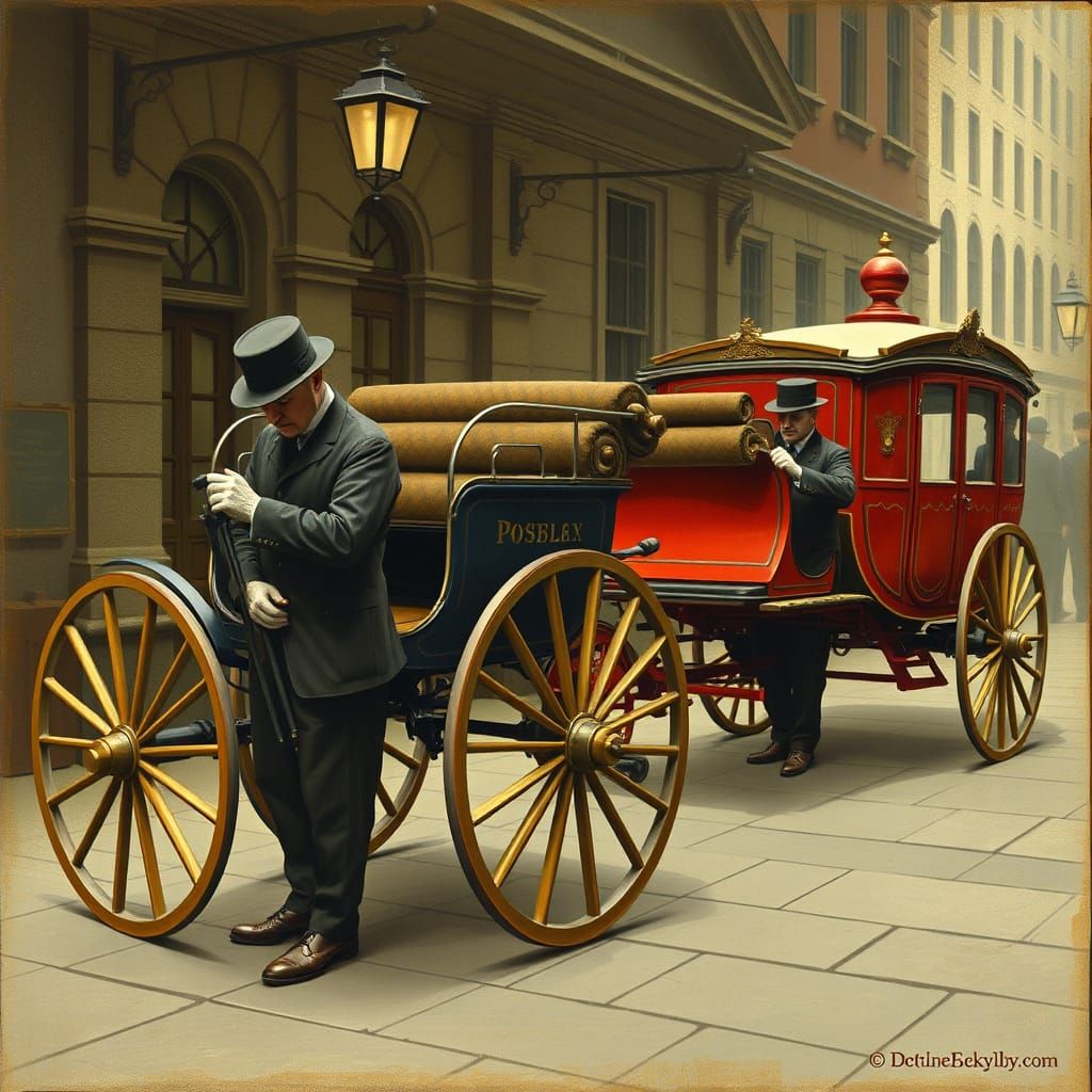 Vintage Postal Coachmen at Work in Symmetrical Harmony