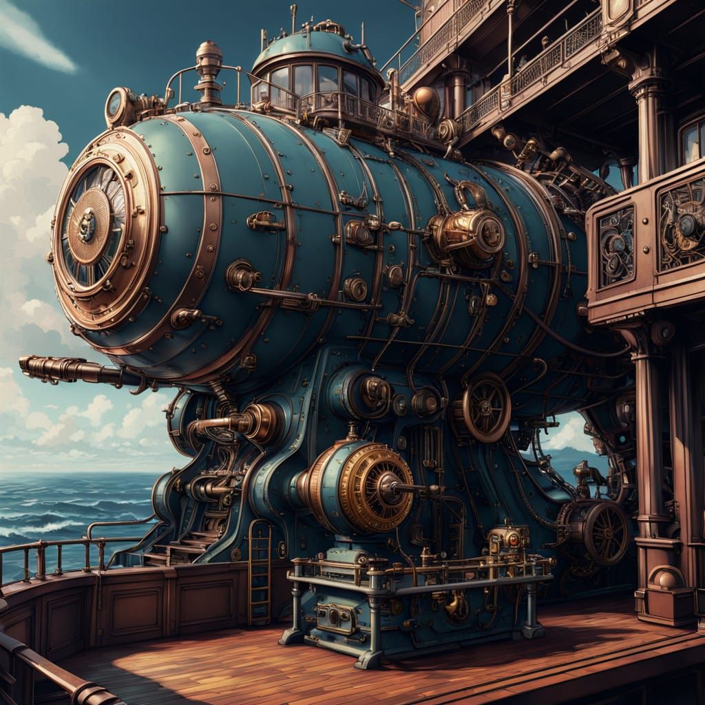 Steampunk Captain Nemo on the Nautilus