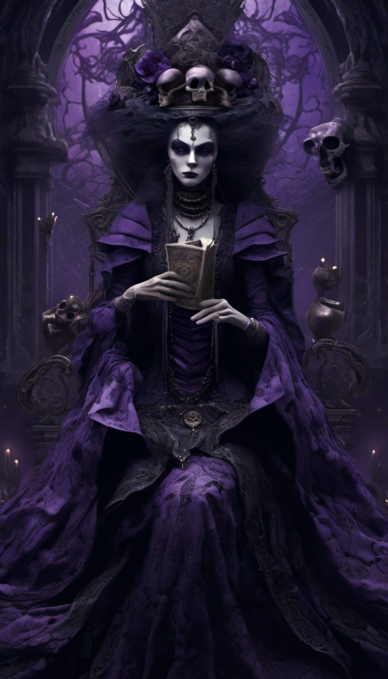 Gothic High Priestess Tarot Card in Digital Art