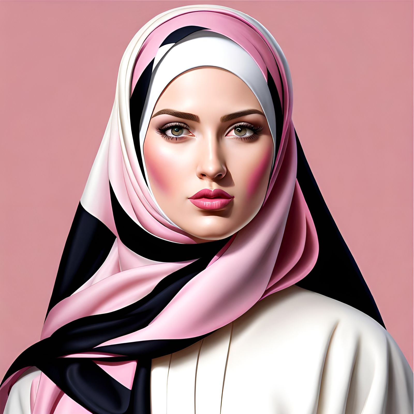 Young German Hijabi Woman in Stunning Hyperrealistic Portrai...