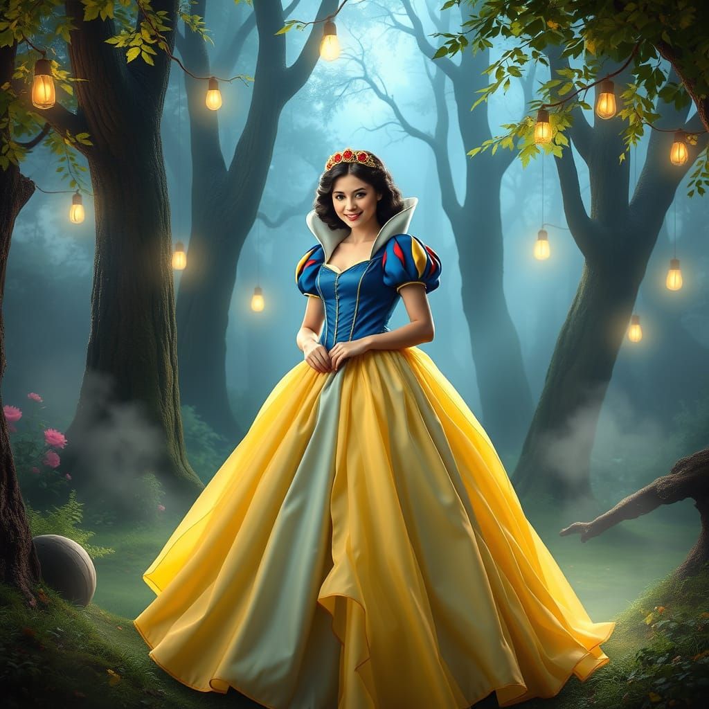 Rachel Zegler as Snow White in Whimsical Forest