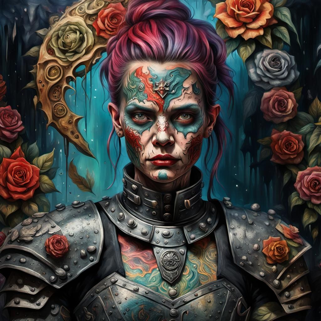 Gothic Tattoo Artist: Decaying Face Impasto Painting