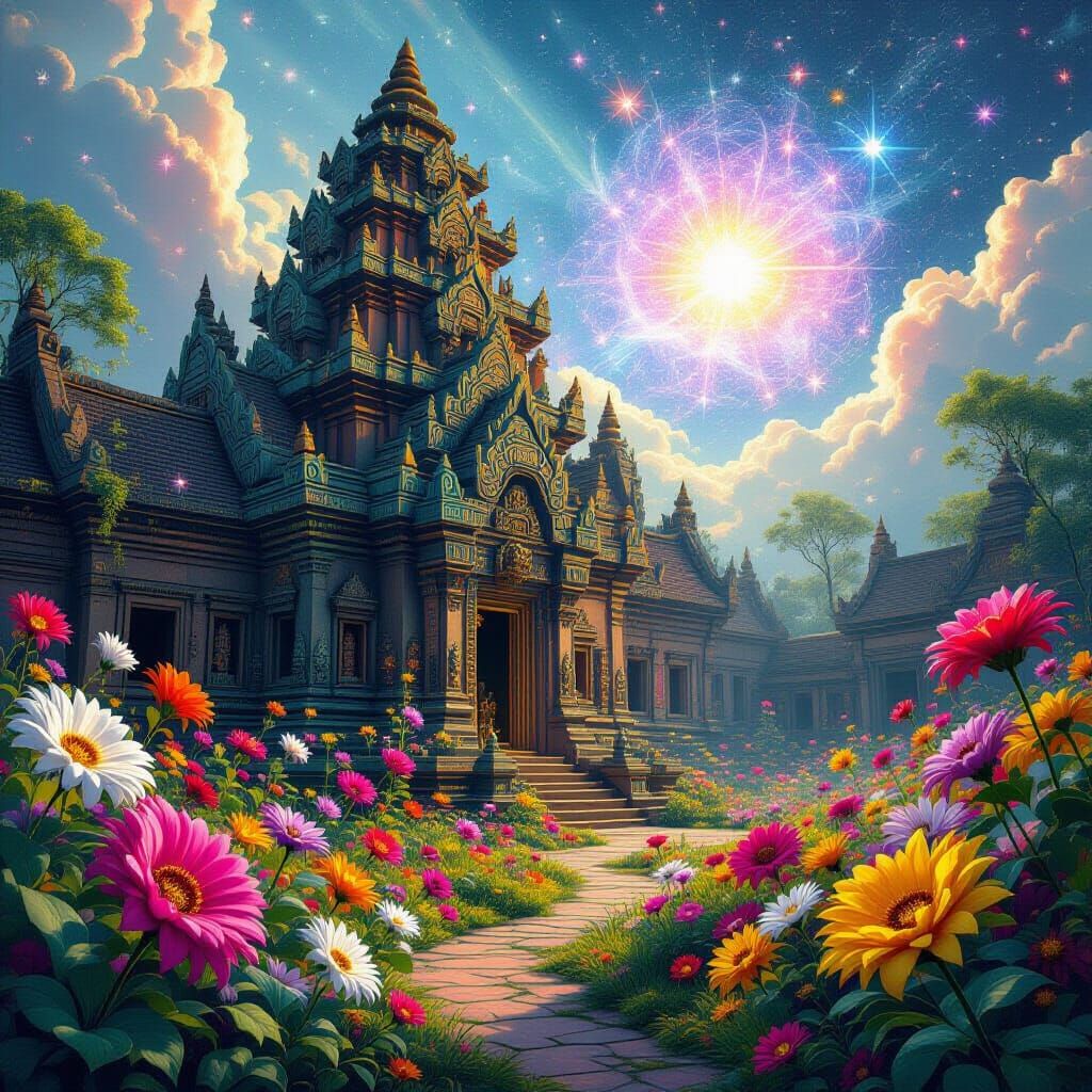 Ancient Temple Reclaimed by Psychedelic Bloom