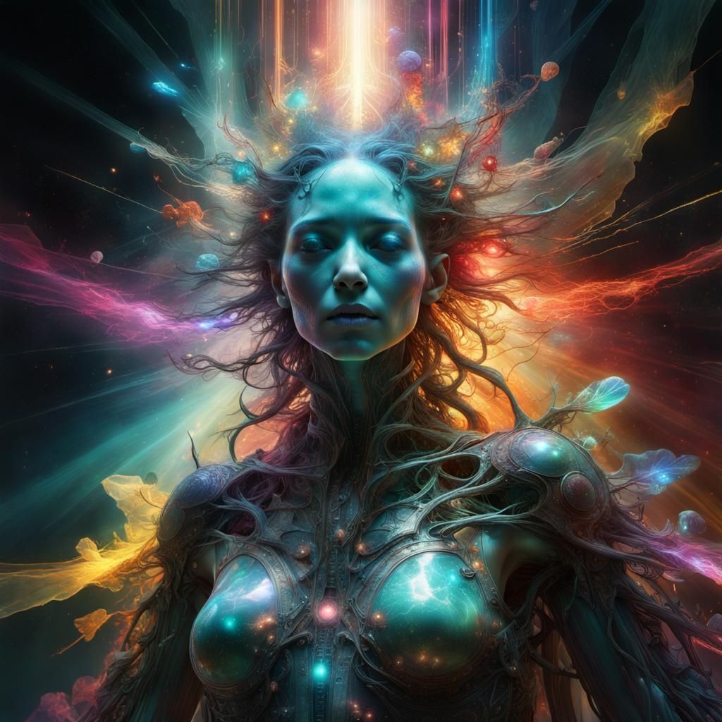 Radiant Being in Vibrant Cosmic Space: Digital Art