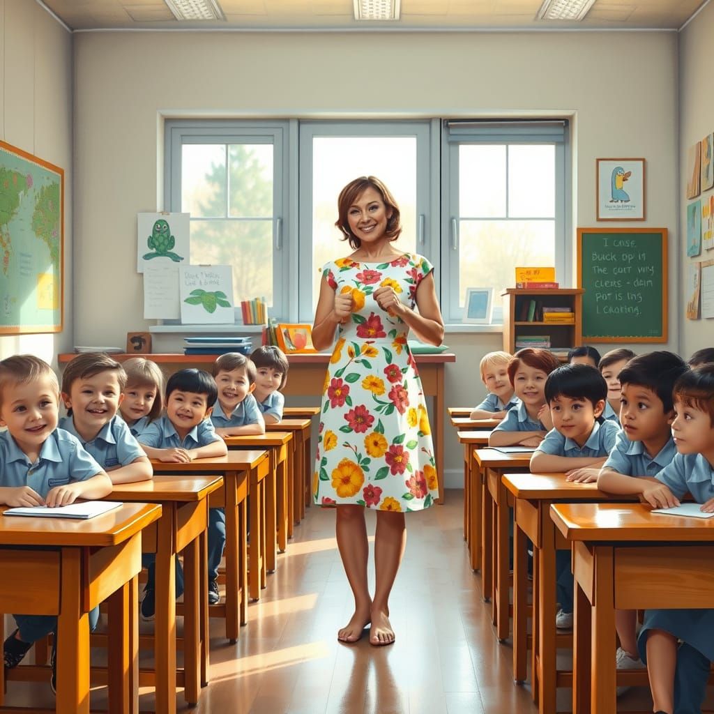 Warm Teacher Connects with Her Engaged Students in a Cozy Cl...