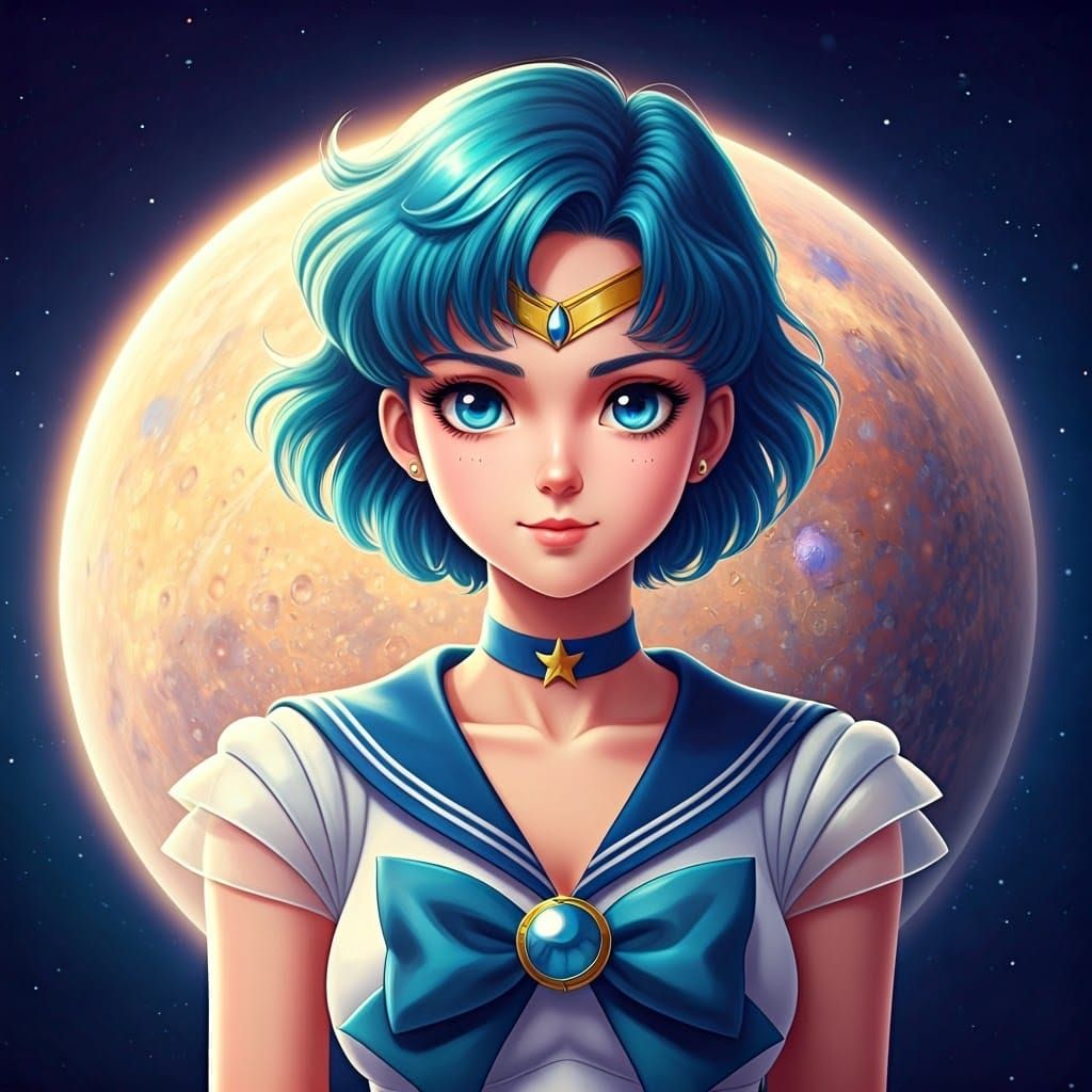 Sailor Mercury in Futuristic Art Nouveau Style