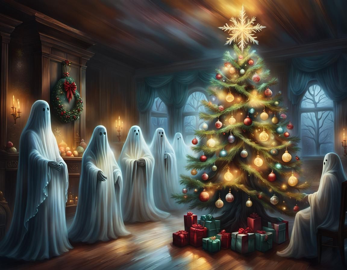 Ghosts Celebrate Christmas: Hyperrealistic Concept Art