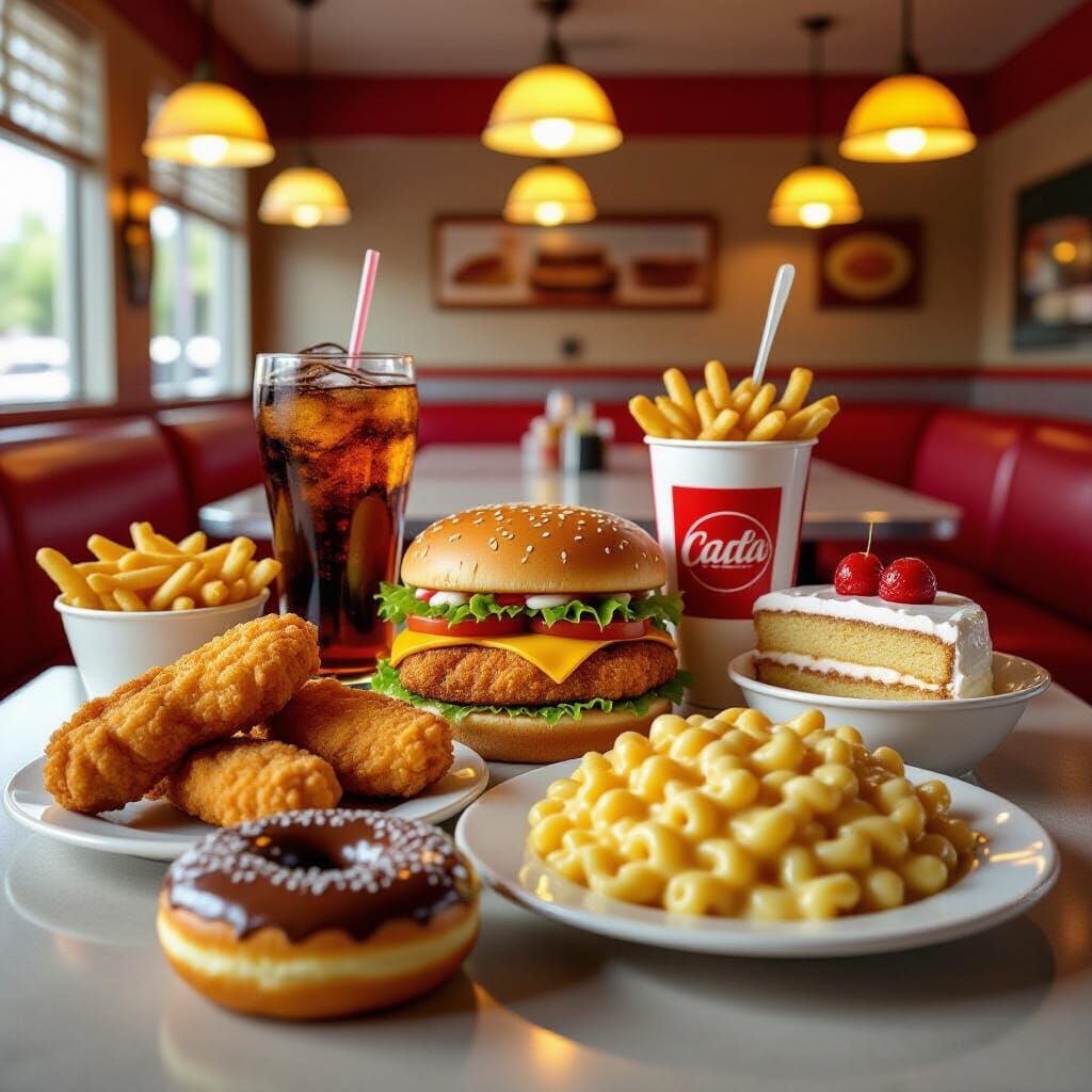 Hyperrealistic Food Photography of Diner Meal