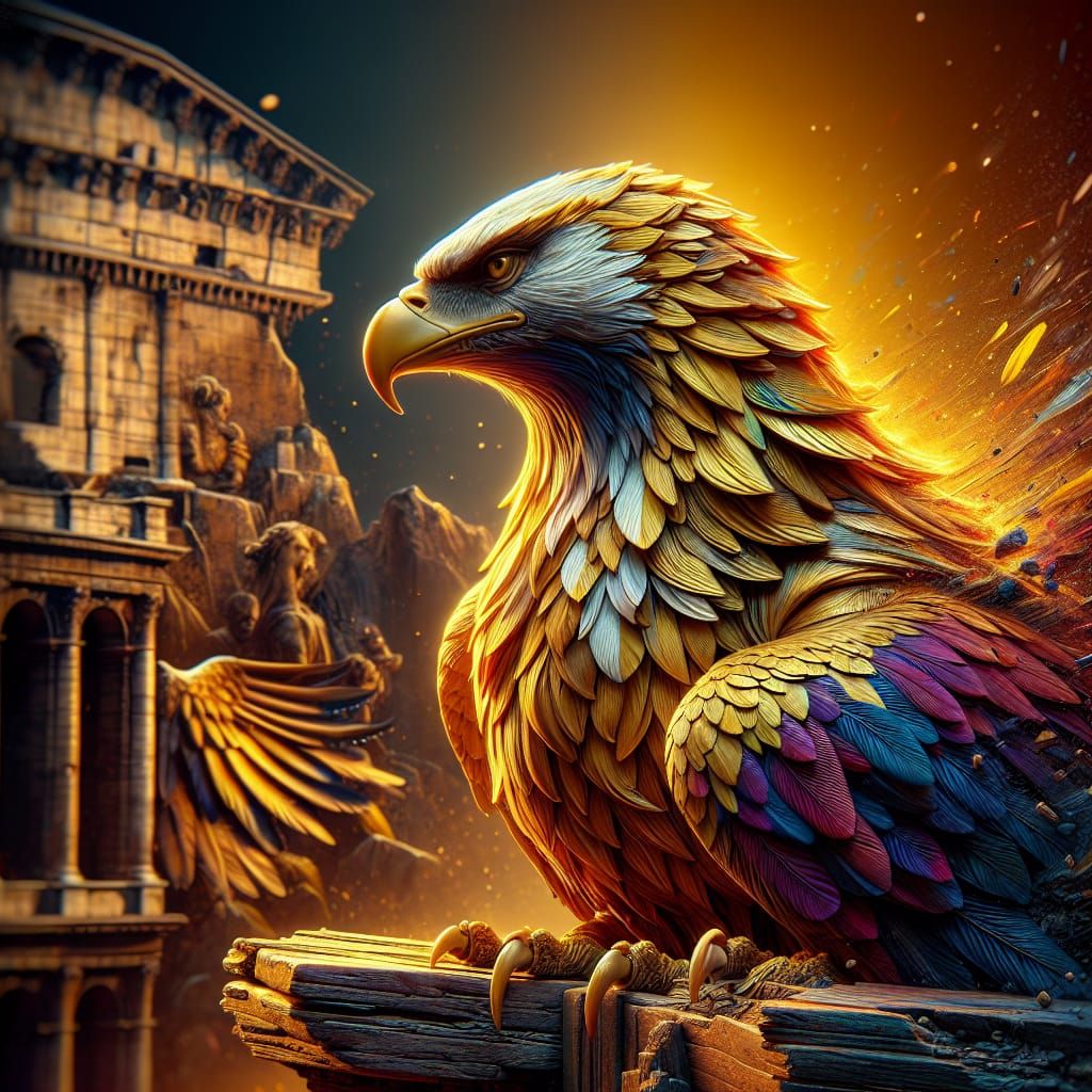 Golden Eagle Imperial Symbol in Dramatic Lighting