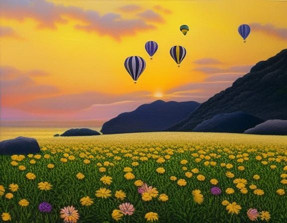 Vivid Hawaiian Garden Puppy in Photorealistic Style