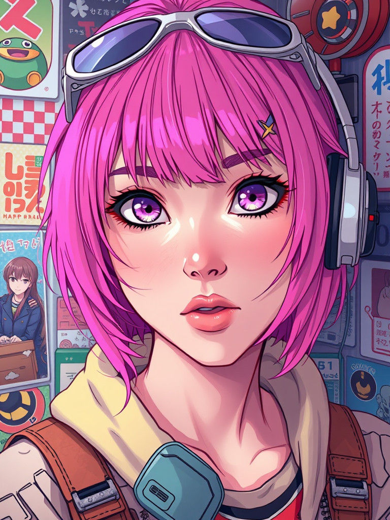 Anime Woman in Cyberpunk Digital Illustration