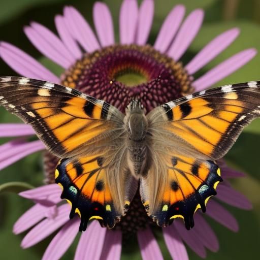 Tortoiseshell Butterfly on Daisy, Watercolour Painting