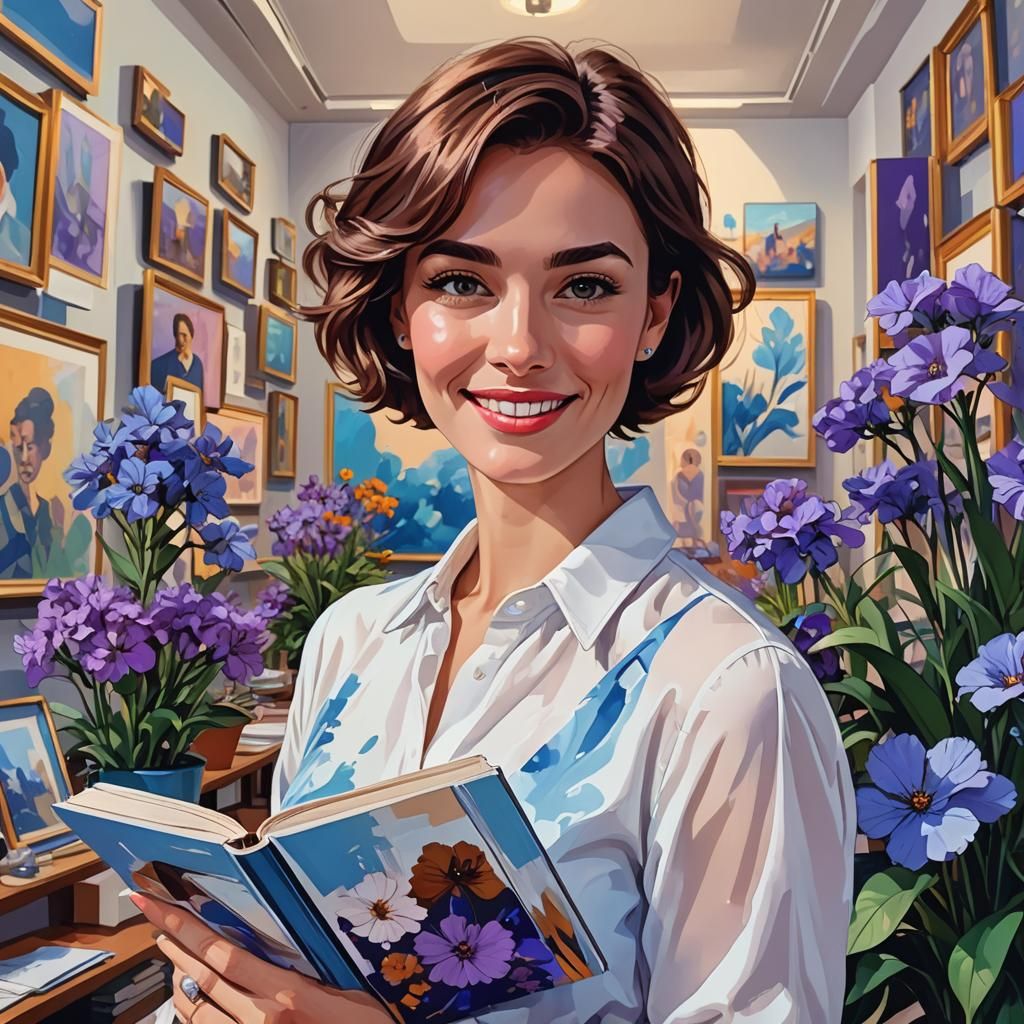 Pop Art Girl Admiring Museum Art