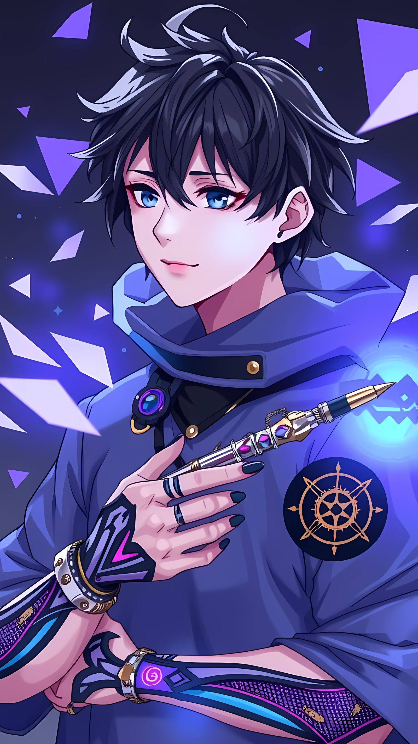 Cyborg Wizard with Tablet in 3D Anime Style