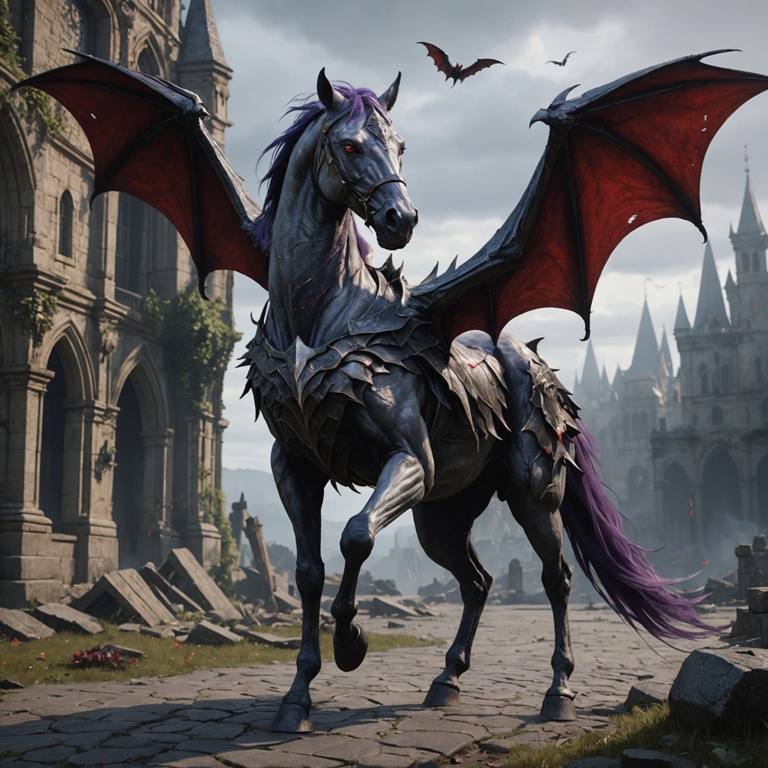 Dark Fantasy Thestral in Hyperdetailed Style