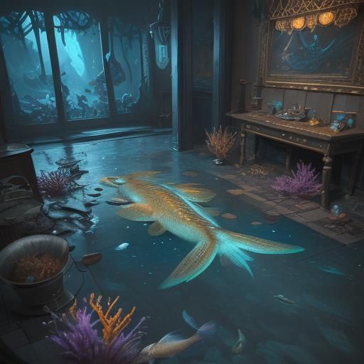 Fishes on the Floor: Detailed Matte Painting