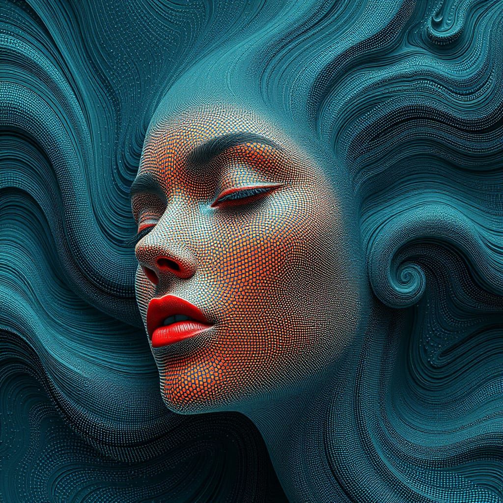 Abstract Reticulated Portrait with Recursive Texturing