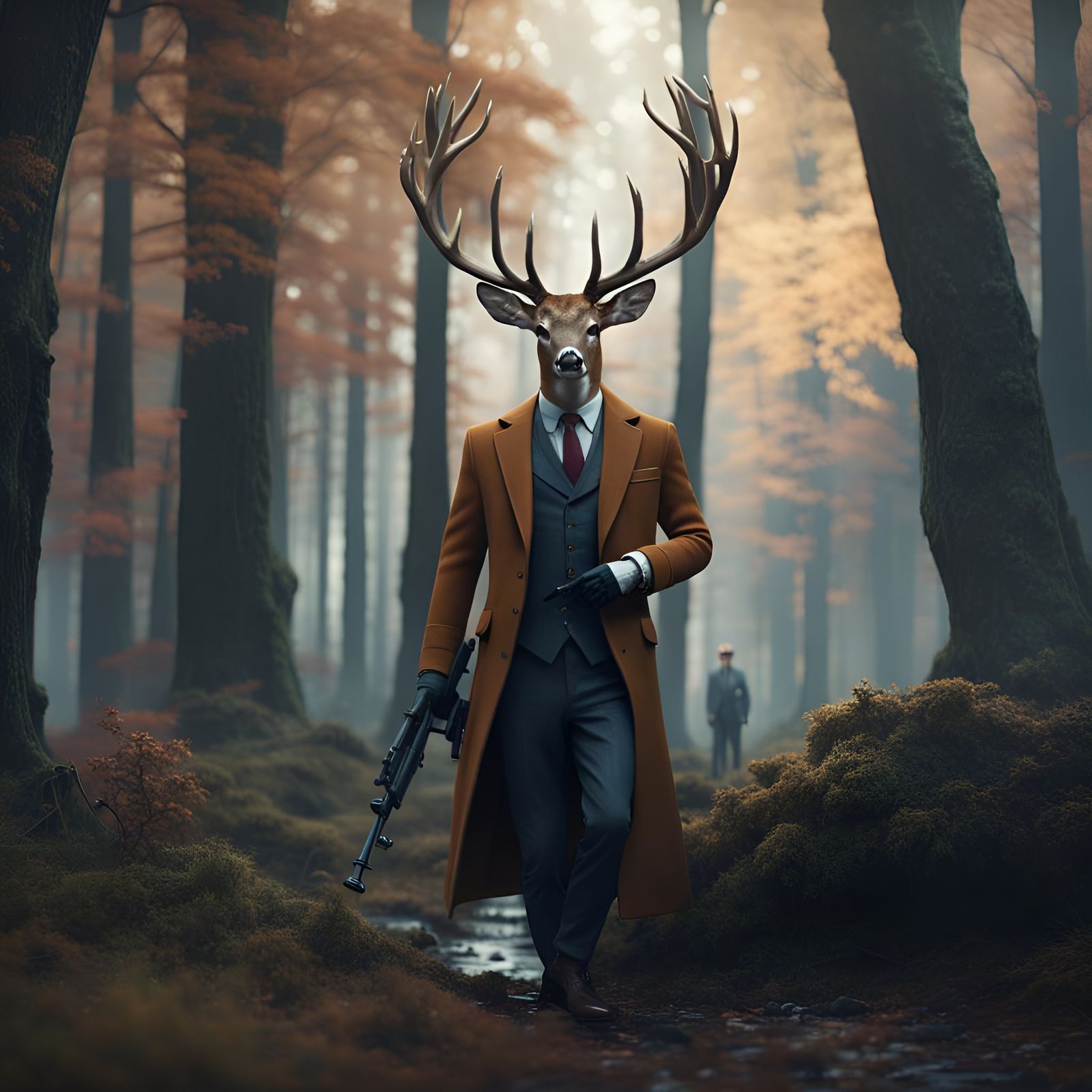 Deer Man Hunter in Detailed Matte Painting