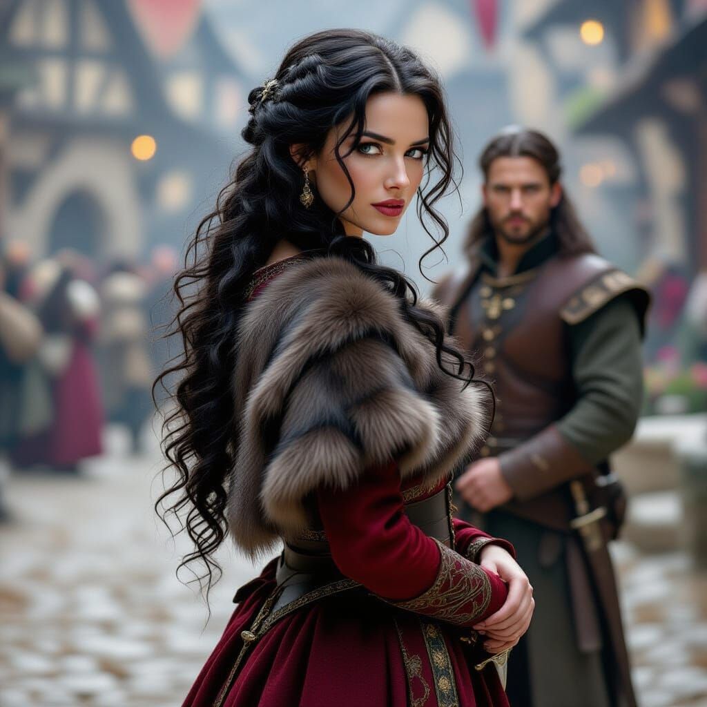 Medieval Woman with Dagger in Profile