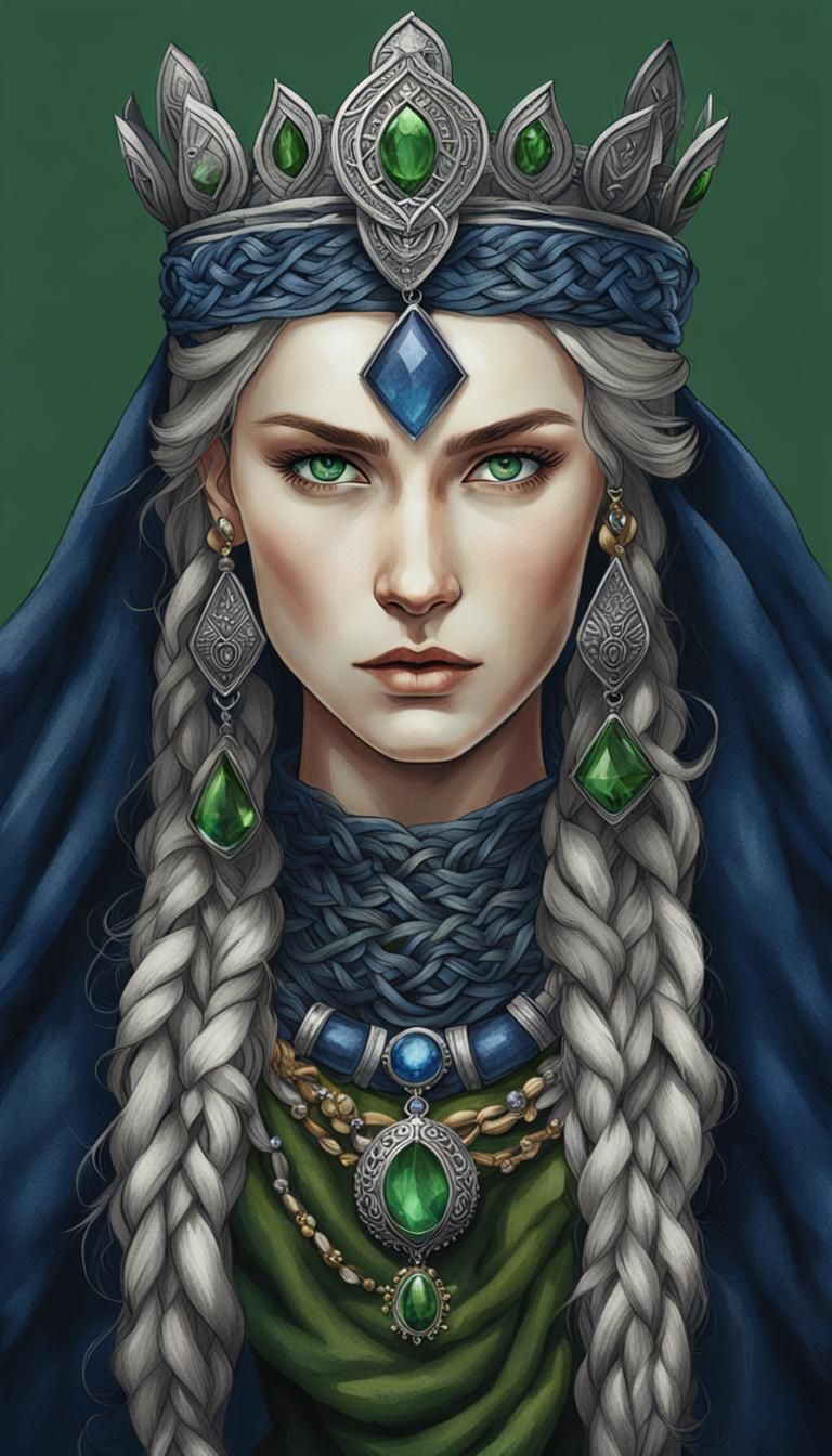 Viking Woman with Ravens in Mystical Light