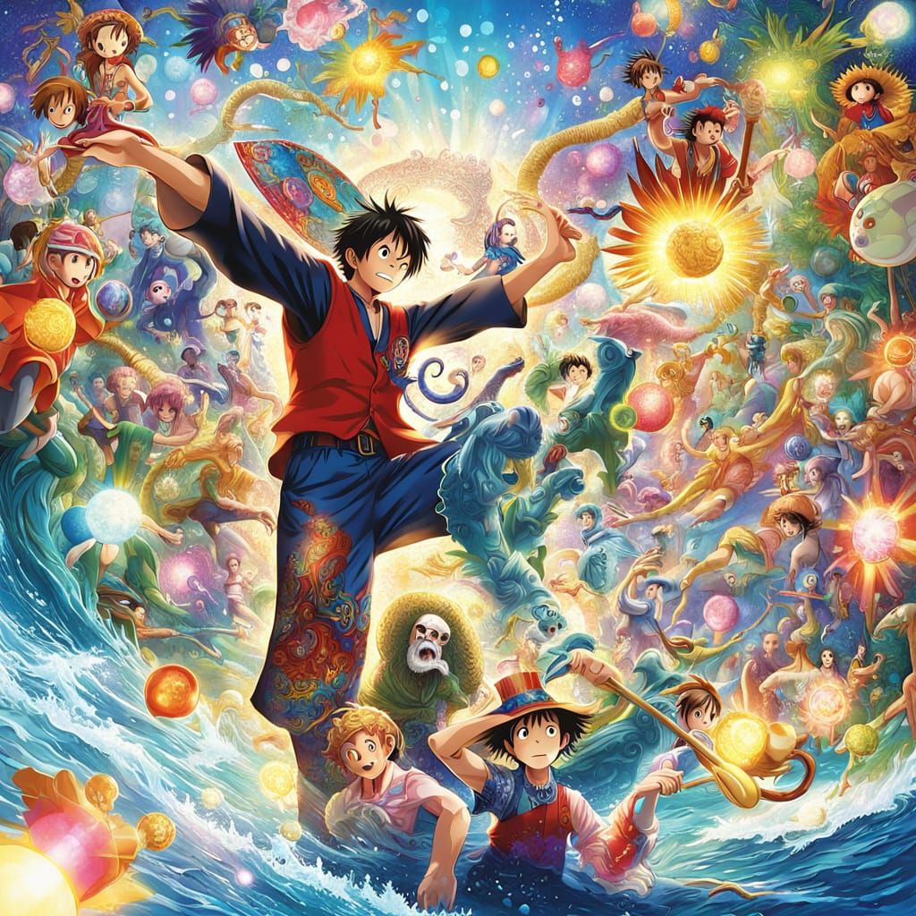 Luffy from One Piece Smiles at the Ocean