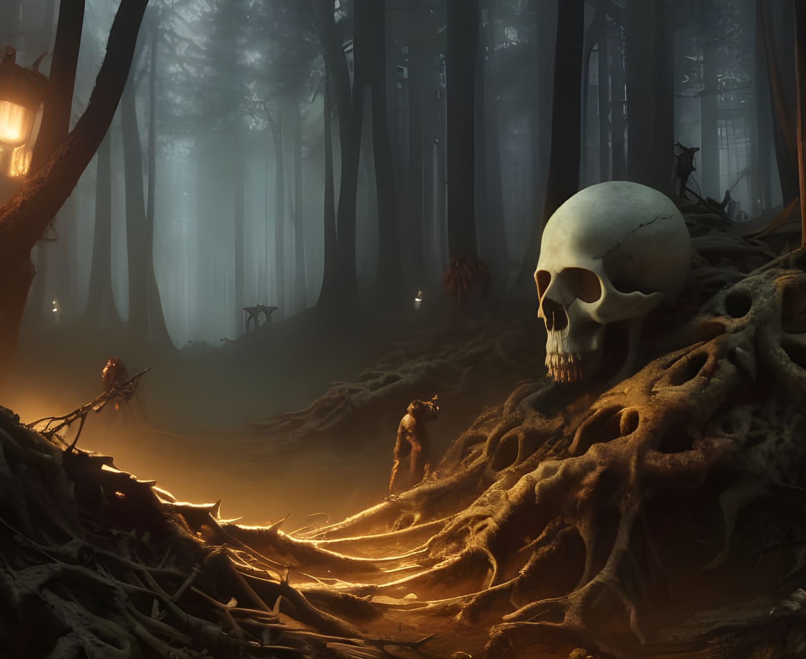 Skull Horror Forest of the Dead: Digital Matte Painting