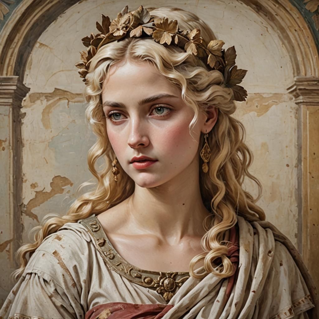 Classical Roman Beauty in Painted Masterpiece