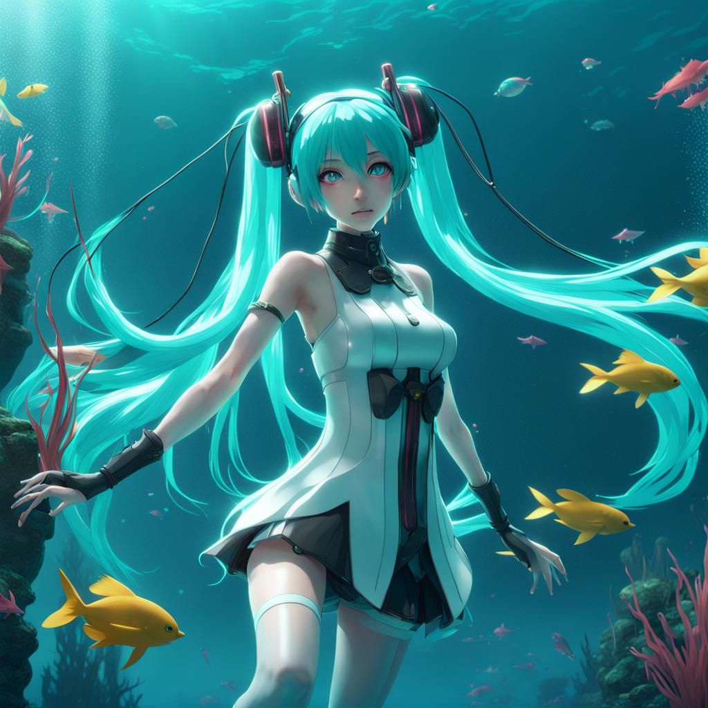 Surreal Underwater Concert Scene in Deep Fantasy Color