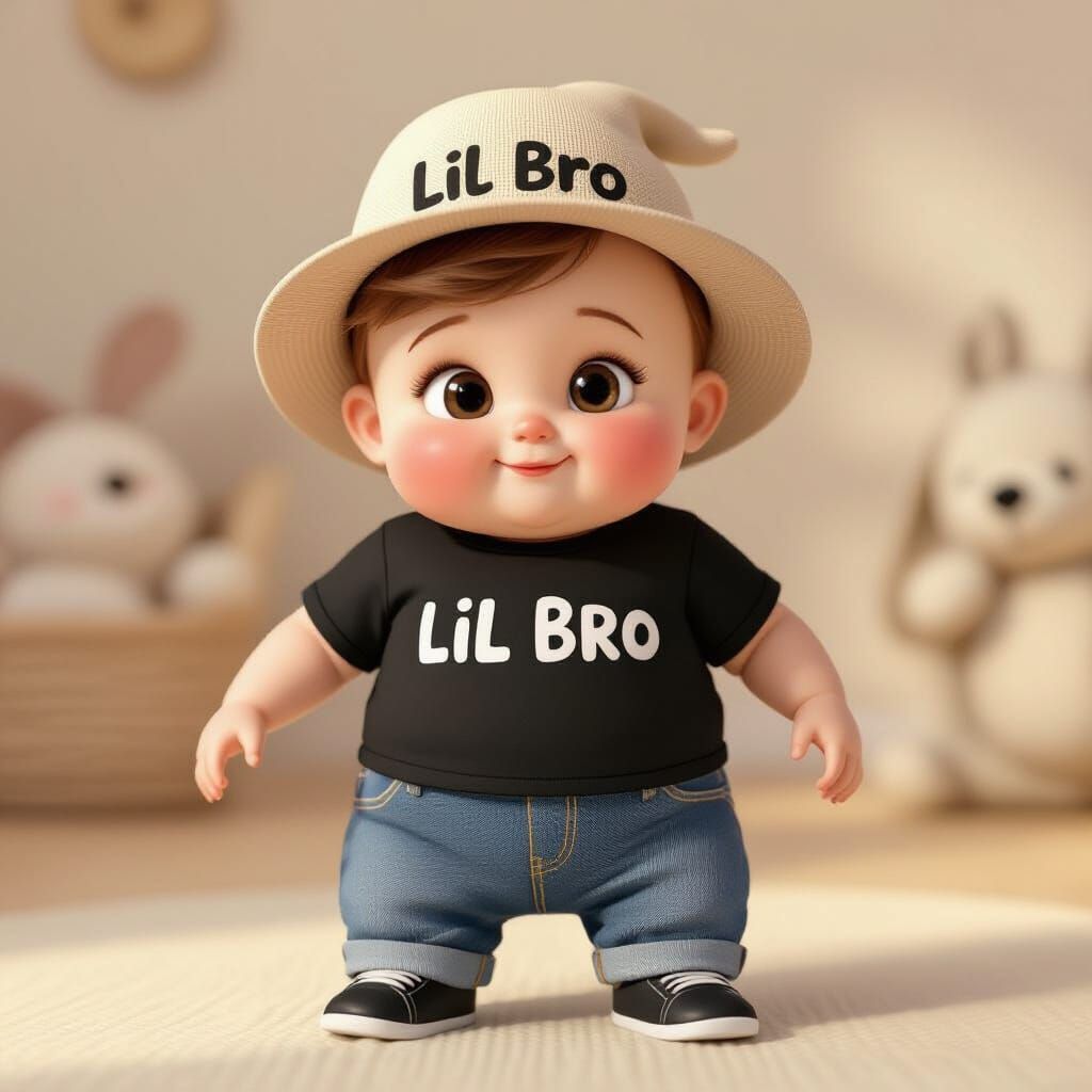 Adorable Chubby Baby in "Lil Bro" Outfit