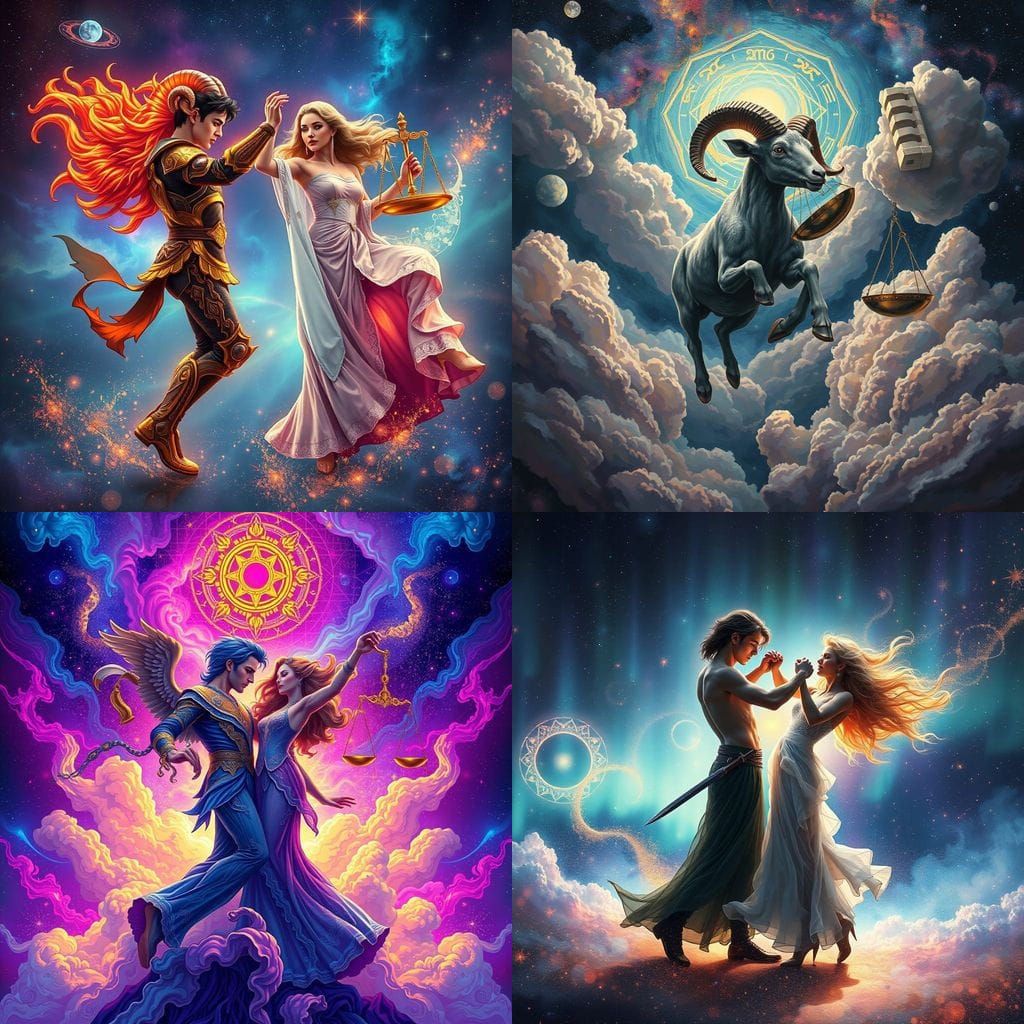Zodiac Balance: Cosmic Aries and Libra Harmony