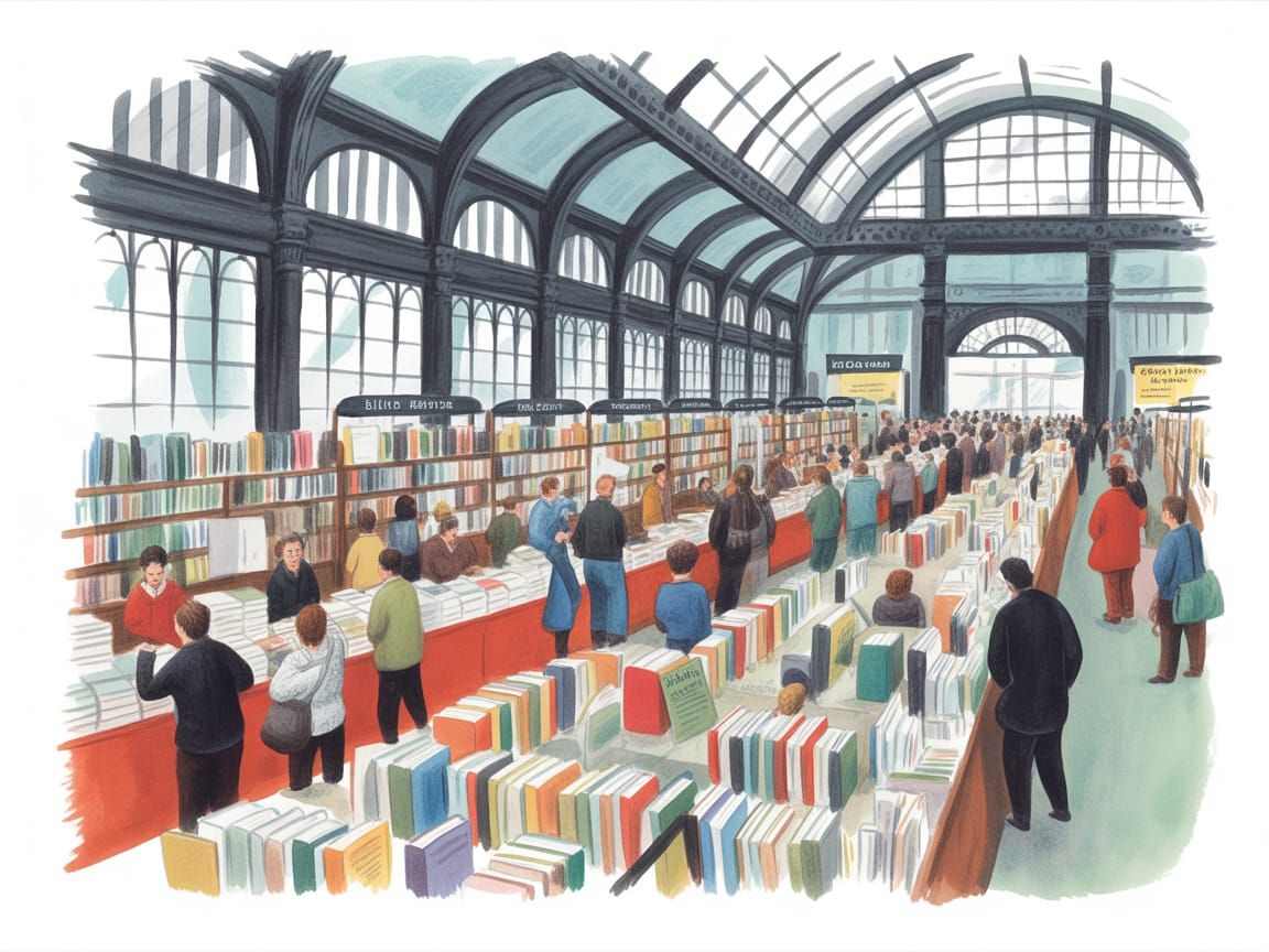 Colorful Watercolor Book Faire Illustration