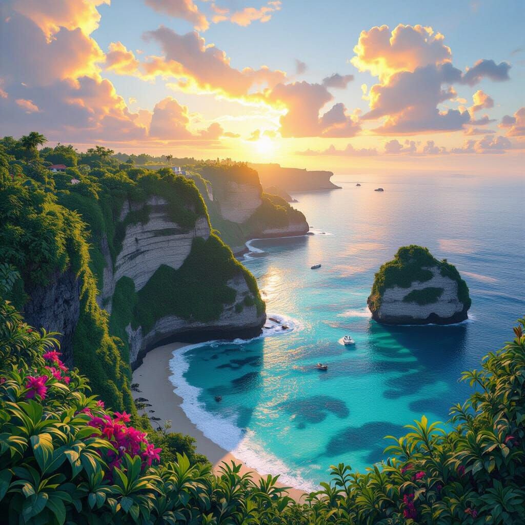 Nusa Penida Island at Dawn: A Matte Painting