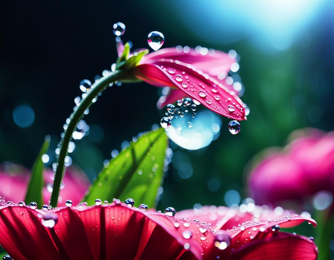 Ethereal Dew Drop in a Flowery Fairy Tale
