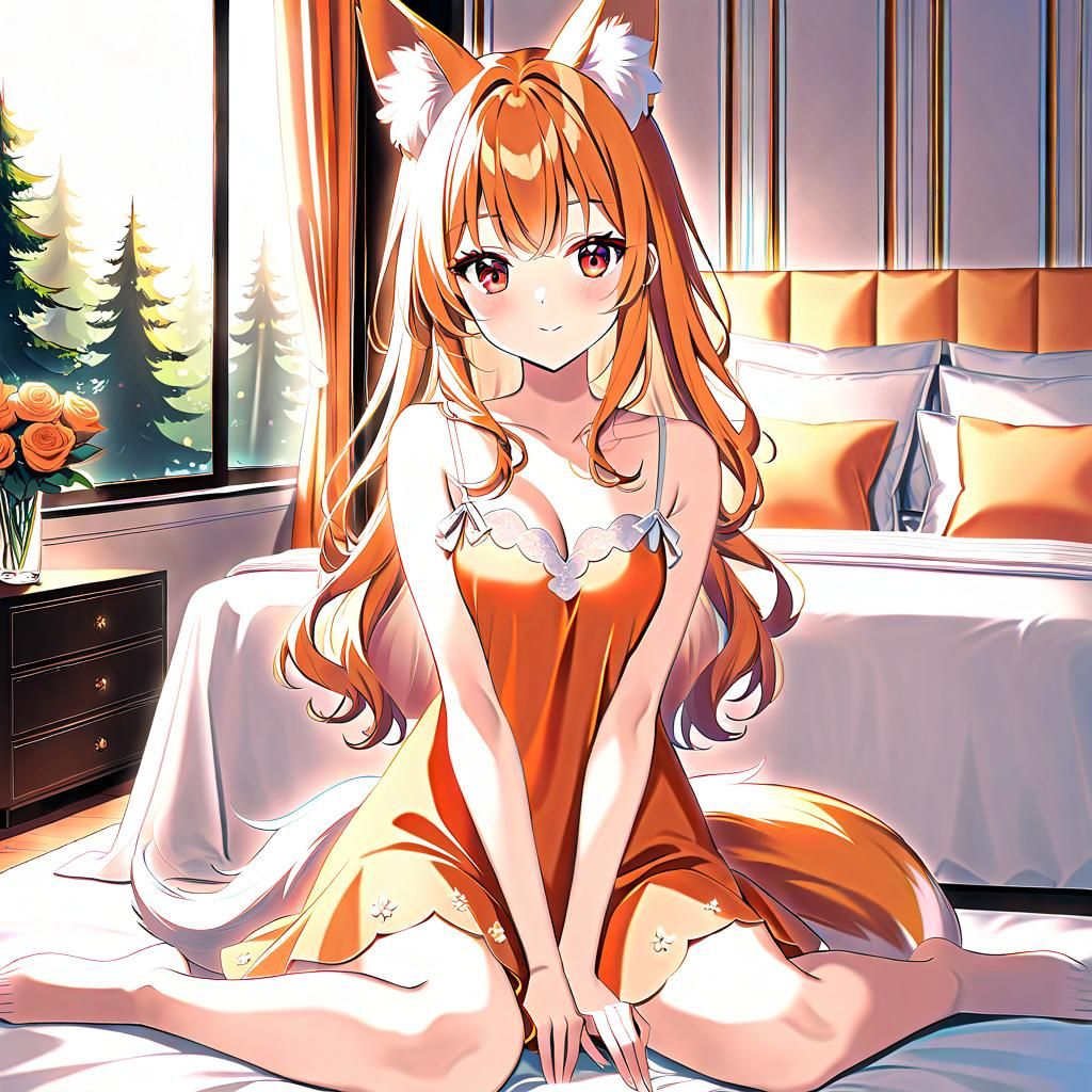 Anime Kitsune in Silk Dress