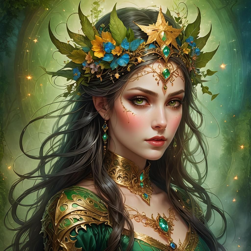 Enchantress in Magical Fantasy Art Style