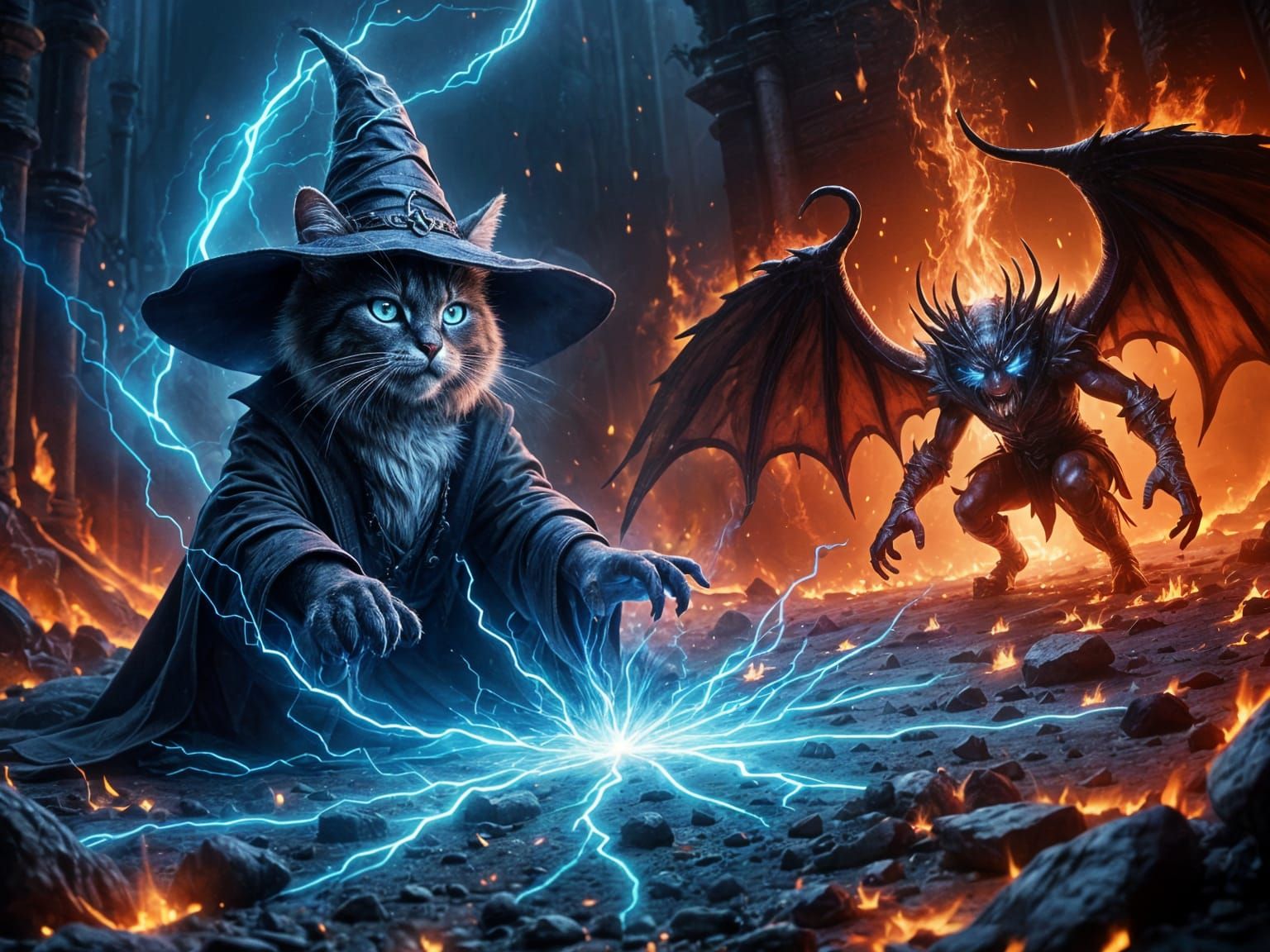 The Wizard Cat of Demon Battles
