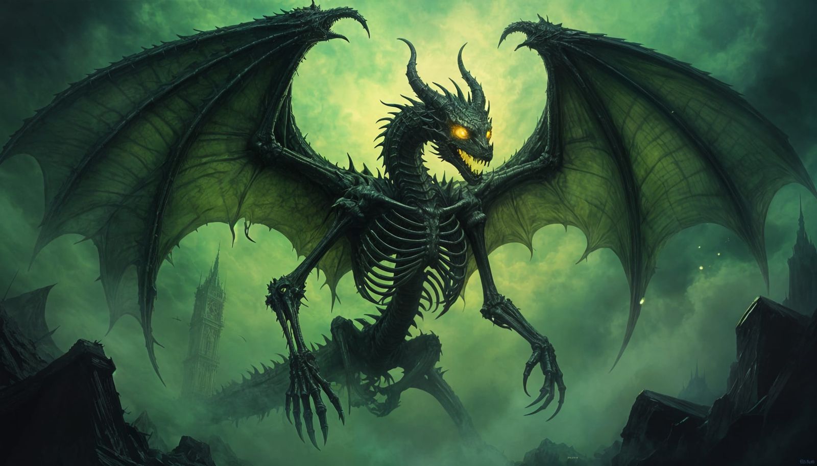 Dark Fantasy Dragon in Heavy Oil Painting Style