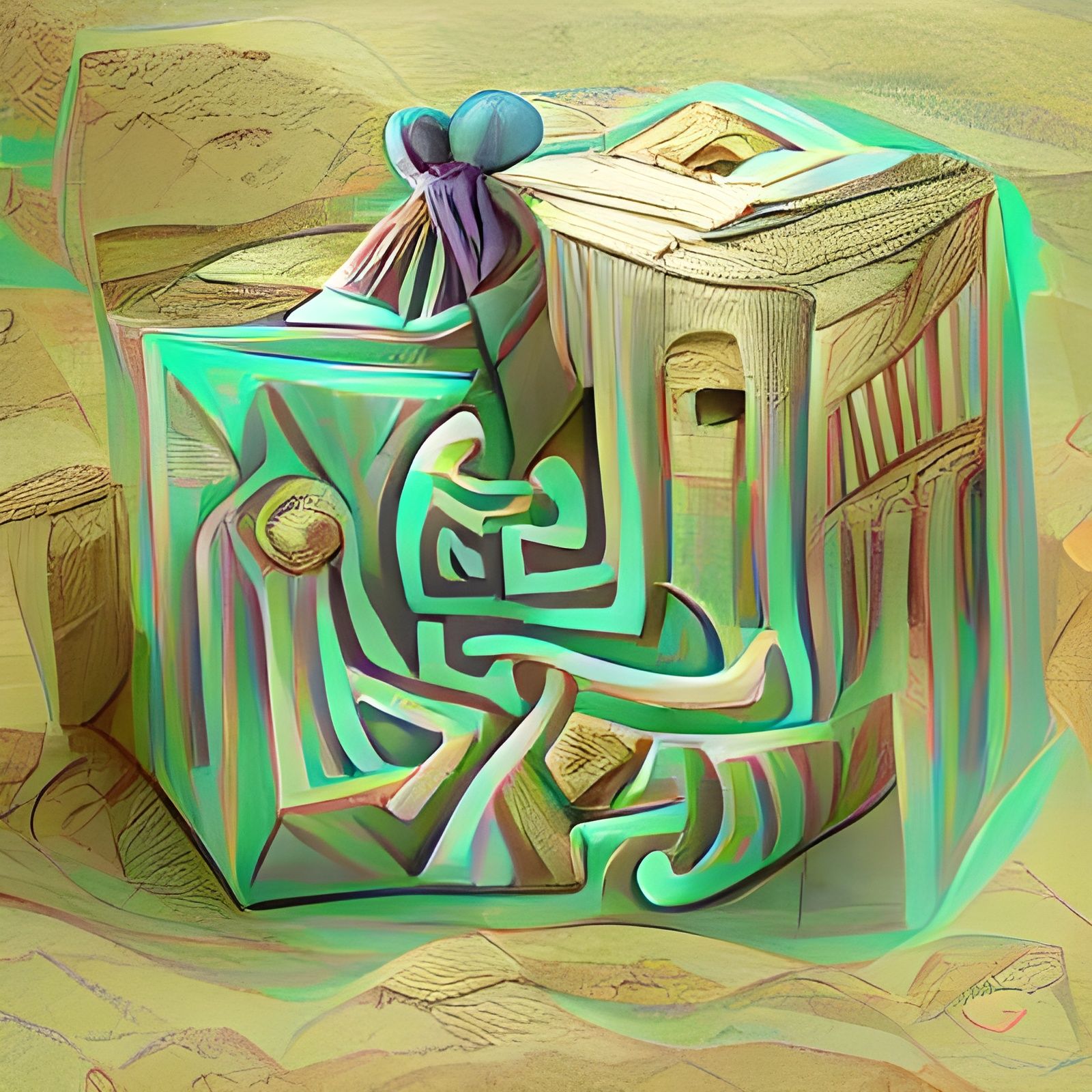 Ramesseum Magician's Box Cel-Shaded Illustration