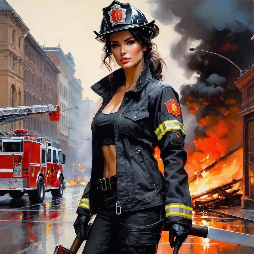 Beautiful Firefighter Portrait in Soft Pastel Colors