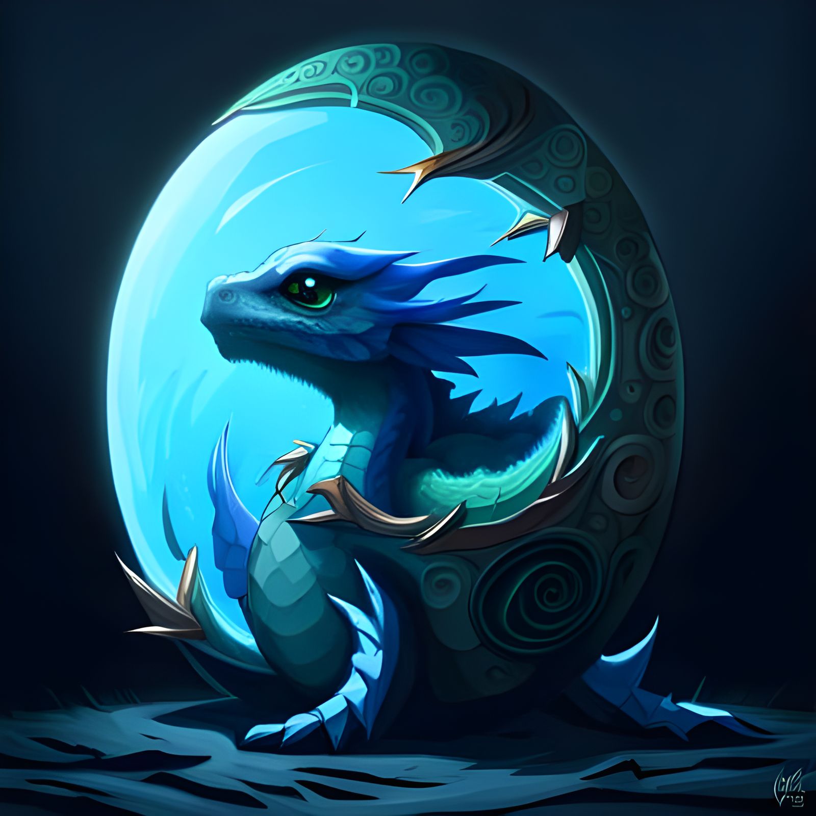 Blue Dragon Hatchling Concept Art