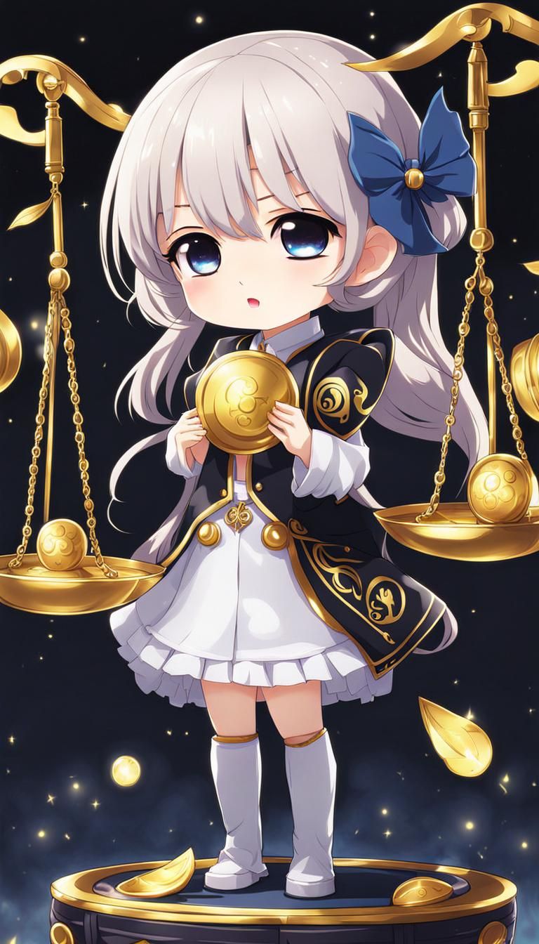 Chibi Anime Girl with Libra Scale