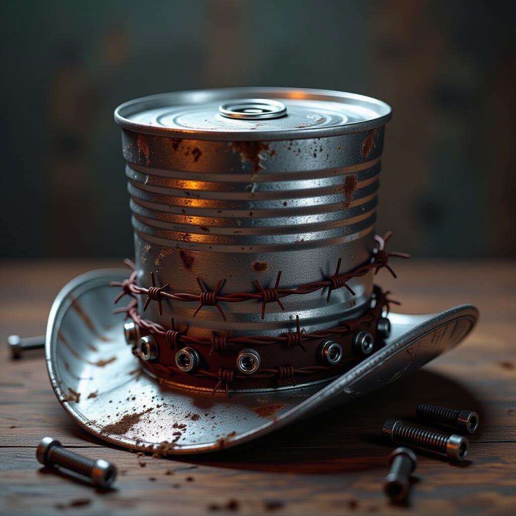 Industrial Top Hat of Aluminum and Barbed Wire