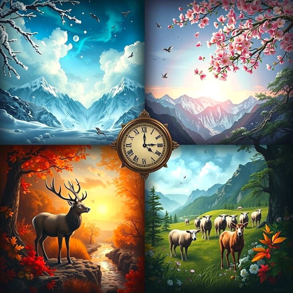 Vibrant Fantasy Mandalas Depicting the Four Seasons