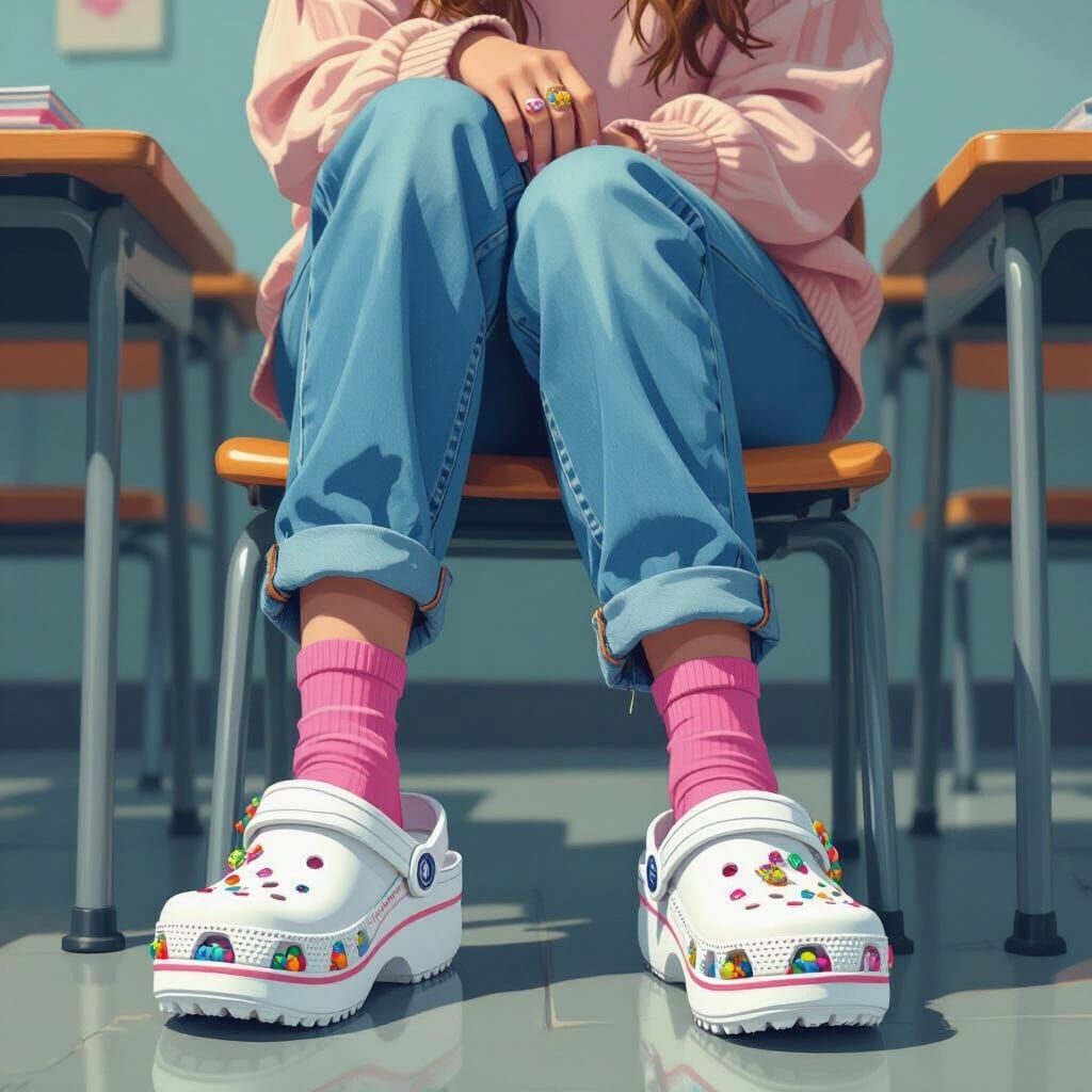 Classroom Scene in Playful Digital Art Style