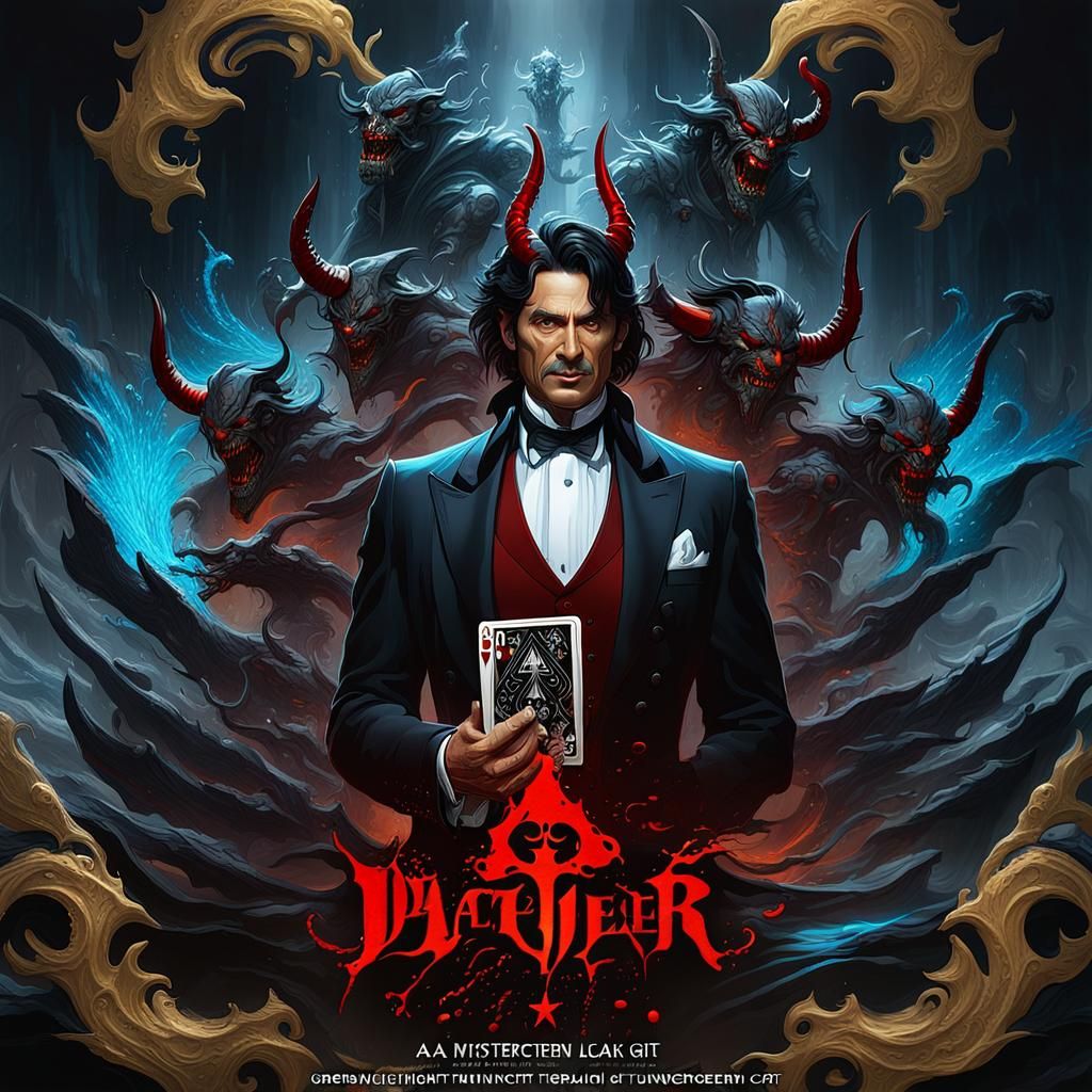 Demon Butler Plays Blackjack: Dark Fantasy Art